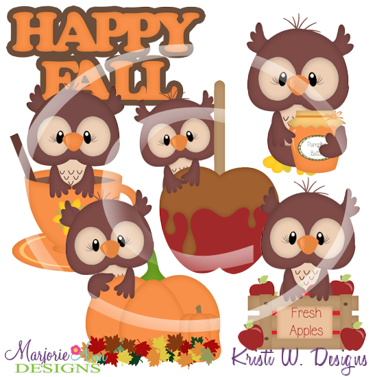 Fall Owls SVG Cutting Files Includes Clipart - Click Image to Close